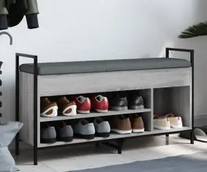 vidaXL Bancă de pantofi, gri sonoma, 105,5x32x57,5 cm, lemn prelucrat