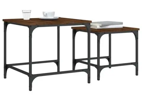 Mese suprapuse de cafea, 2 buc, stejar maro, lemn prelucrat - 4/5