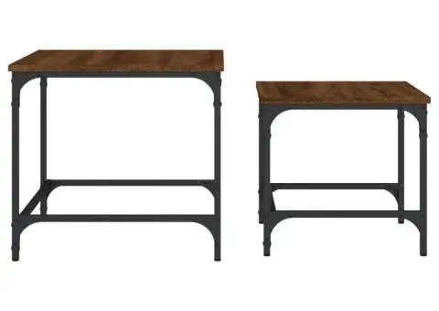 Mese suprapuse de cafea, 2 buc, stejar maro, lemn prelucrat - 5/5