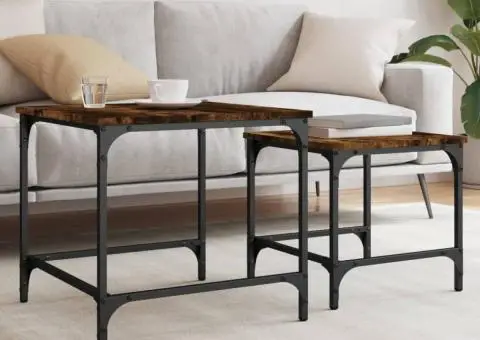 Mese suprapuse de cafea, 2 buc, stejar afumat, lemn prelucrat - 1/5