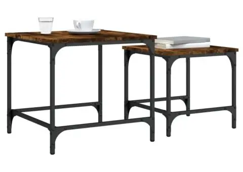 Mese suprapuse de cafea, 2 buc, stejar afumat, lemn prelucrat - 4/5