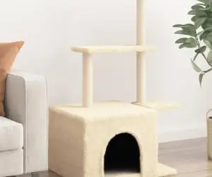 vidaXL Ansamblu de pisici cu stâlpi din funie de sisal, crem, 110 cm
