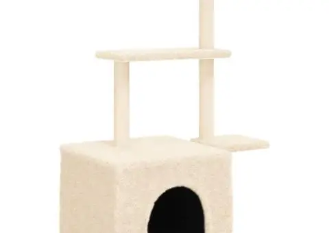 Ansamblu de pisici cu stâlpi din funie de sisal, crem, 110 cm - 2/5