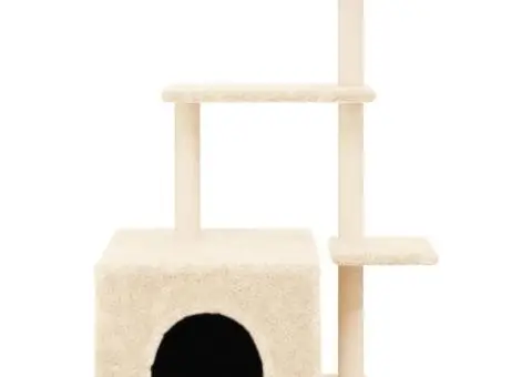 Ansamblu de pisici cu stâlpi din funie de sisal, crem, 110 cm - 4/5