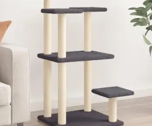 vidaXL Stâlpi zgâriat pentru pisici cu platforme, gri închis, 98,5 cm