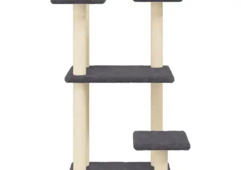 Stâlpi zgâriat pentru pisici cu platforme, gri închis, 98,5 cm - 4/5