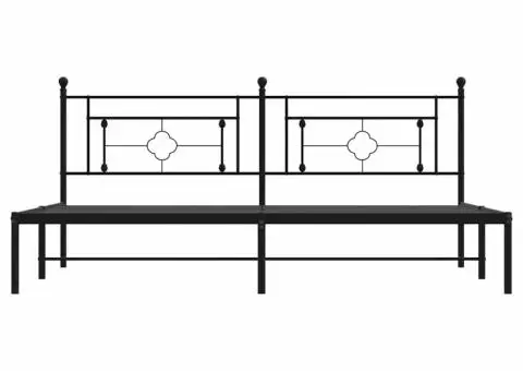 Cadru de pat metalic cu tăblie, negru, 193x203 cm - 5/5