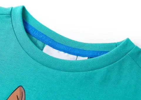 Tricou pentru copii cu mâneci scurte, verde mentă închis, 140 - 3/5