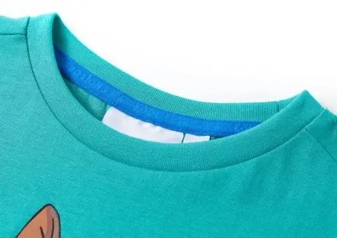 Tricou pentru copii cu mâneci scurte, verde mentă închis, 116 - 3/5