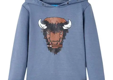 Hanorac pentru copii cu glugă, albastru melanj, 128 - 1/5