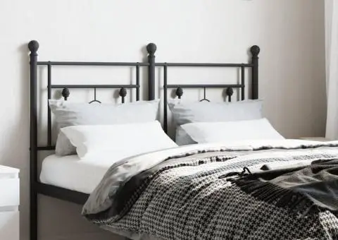 Tăblie de pat metalică, negru, 120 cm - 1/5