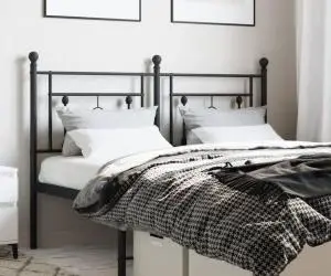 vidaXL Tăblie de pat metalică, negru, 140 cm