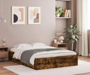 vidaXL Cadru pat cu sertare stejar fumuriu 120x200 cm lemn prelucrat
