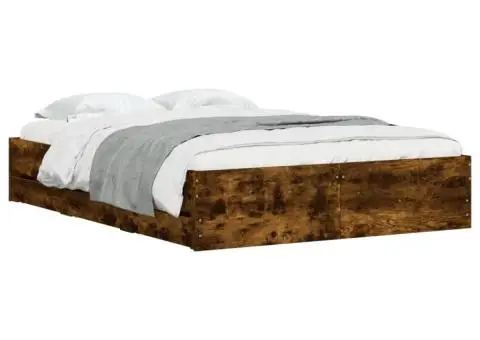 Cadru pat cu sertare stejar fumuriu 120x200 cm lemn prelucrat - 3/5