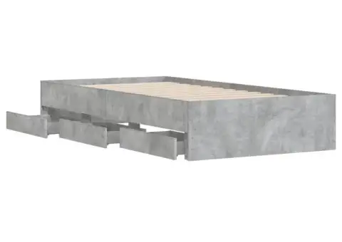 Cadru de pat cu sertare, gri beton, 100x200 cm, lemn prelucrat - 5/5