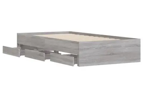 Cadru de pat cu sertare gri sonoma 100x200 cm lemn prelucrat - 5/5