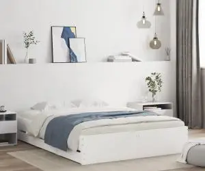 vidaXL Cadru pat cu sertare alb extralucios 140x190 cm, lemn prelucrat