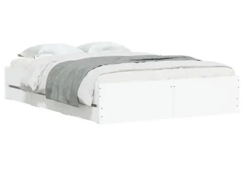 Cadru de pat cu sertare, alb, 120x190 cm, lemn prelucrat - 3/5