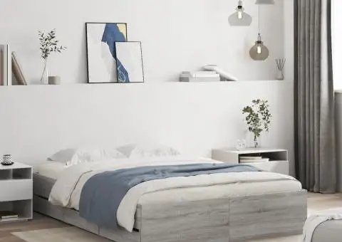 Cadru de pat cu sertare gri sonoma 120x190 cm lemn prelucrat - 1/5