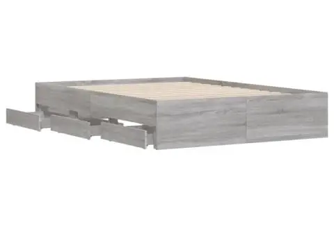 Cadru de pat cu sertare gri sonoma 120x190 cm lemn prelucrat - 5/5