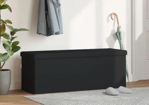 Bancă de depozitare, negru, PVC - 3/5