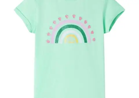 Tricou pentru copii, verde strălucitor, 140 - 1/5