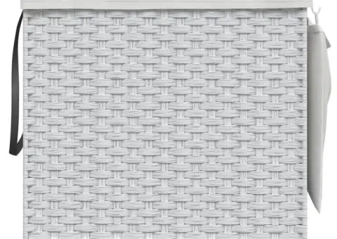 Coș de rufe cu roți, alb, 60x35x60,5 cm, ratan - 3/5