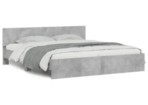 Cadru de pat cu tăblie, gri beton, 200x200 cm - 2/5