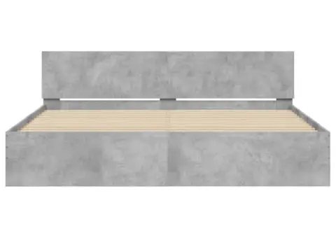 Cadru de pat cu tăblie, gri beton, 200x200 cm - 5/5