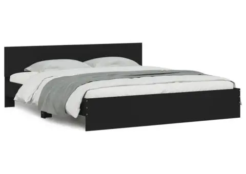 Cadru de pat cu tăblie, negru, 160x200 cm - 2/5