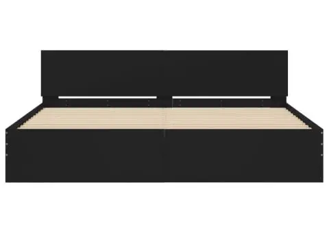 Cadru de pat cu tăblie, negru, 160x200 cm - 5/5