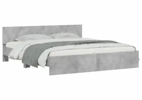 Cadru de pat cu tăblie, gri beton, 160x200 cm - 3/5