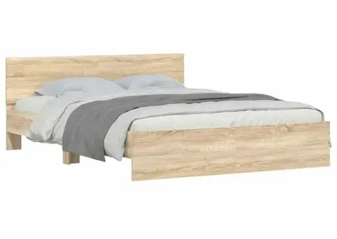 Cadru de pat cu tăblie, stejar sonoma, 140x200 cm - 3/5