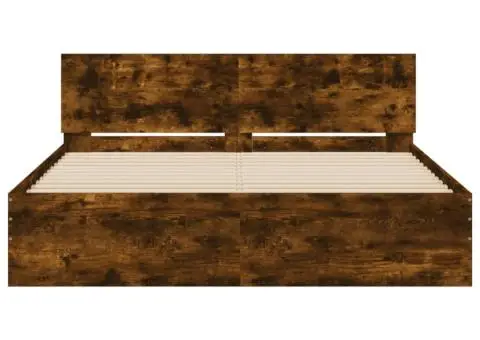 Cadru de pat cu tăblie, stejar fumuriu, 140x200 cm - 5/5