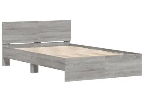 Cadru de pat cu tăblie, gri sonoma, 135x190 cm - 4/5