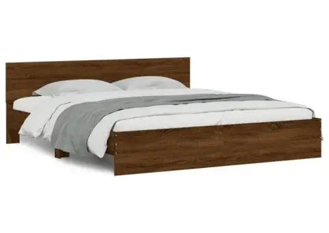 Cadru de pat cu tăblie și LED, stejar maro, 180x200 cm - 5/5