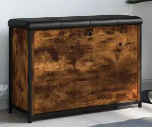 vidaXL Bancă pantofi cu sertar rabatabil, stejar fumuriu, 82x32x56 cm