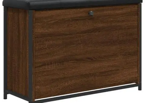 Bancă pantofi cu sertar rabatabil, stejar maro, 82x32x56 cm - 2/5