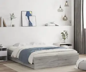 vidaXL Cadru de pat cu sertare gri sonoma 150x200 cm lemn prelucrat