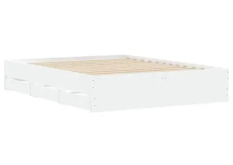 Cadru pat cu sertare alb extralucios 140x200 cm, lemn prelucrat - 4/5