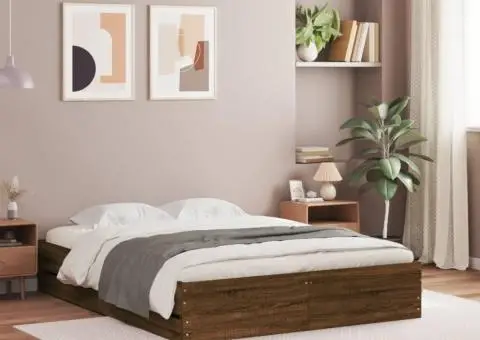 Cadru de pat cu sertare, stejar maro, 120x200 cm lemn prelucrat - 1/5