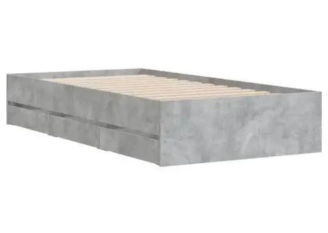 Cadru de pat cu sertare, gri beton, 100x200 cm, lemn prelucrat - 4/5