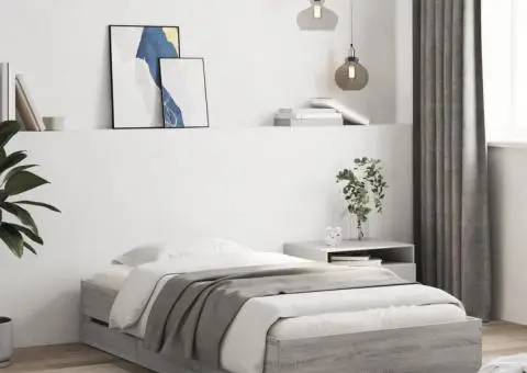 Cadru de pat cu sertare gri sonoma 90x200 cm lemn prelucrat - 1/5