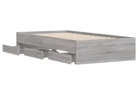 Cadru de pat cu sertare gri sonoma 90x200 cm lemn prelucrat - 5/5
