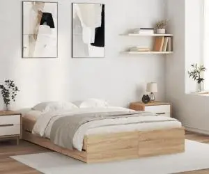 vidaXL Cadru de pat cu sertare stejar sonoma 120x190 cm lemn prelucrat