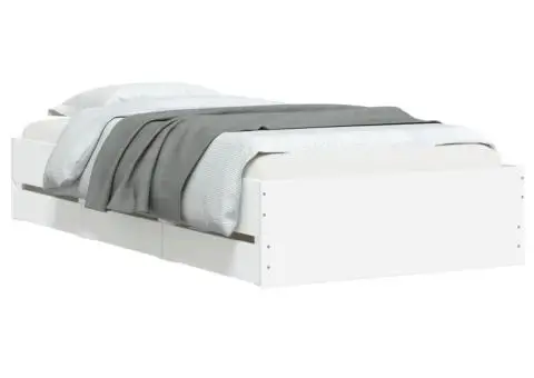 Cadru de pat cu sertare, alb, 90x190 cm, lemn prelucrat - 3/5