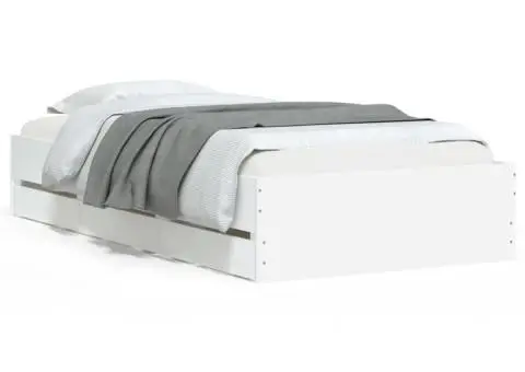 Cadru de pat cu sertare, alb, 75x190 cm, lemn prelucrat - 2/5