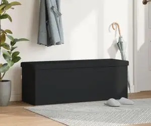 vidaXL Bancă de depozitare, negru, PVC