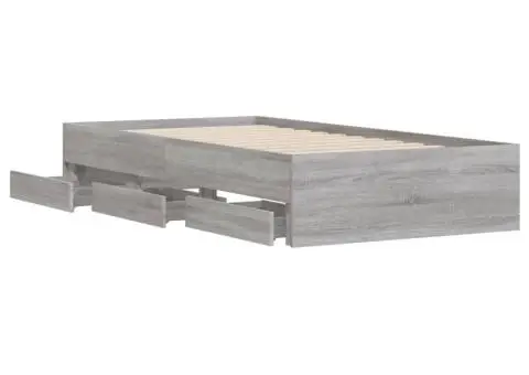 Cadru de pat cu sertare gri sonoma 75x190 cm lemn prelucrat - 5/5