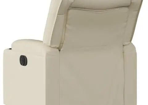 Fotoliu rabatabil cu ridicare, crem, piele ecologică - 5/5